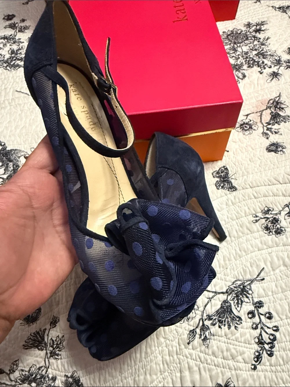 Kate Spade Navy Mesh Suede 6 M Italy